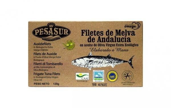 MELVA de Andalucía, filetes bio lata 120 gr Pesasu